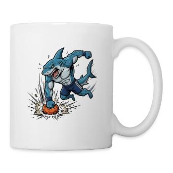 Soccer Shark Cartoon Sporting Attack - Mug - white - Right