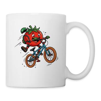 Drôle de Tomato sur le truc du BMX Bike - Mug blanc - blanc - Droite