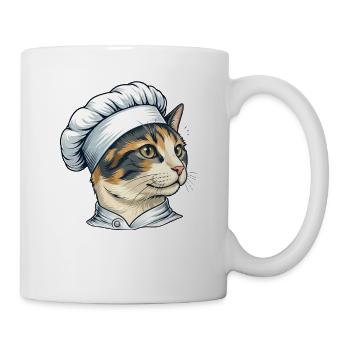 Dessin animé Chat mignon en tant que cuisinier - Mug blanc - blanc - Droite