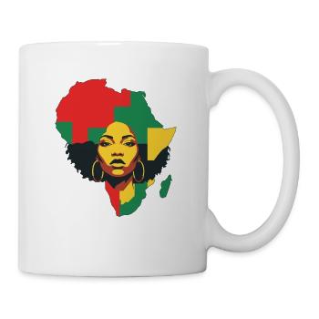 Afrika Farbporträt Afro Frau - Tasse - Weiß - Rechts