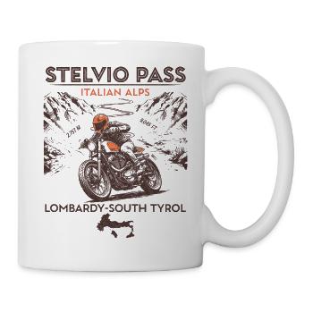 Stelvio Pass Italy – Vintage Motorcycle Alps Road - Mug - white - Right