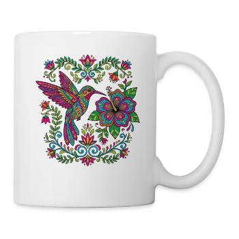 Blumen Alebrije Hummingbird Mexikanisch - Tasse - Weiß - Rechts