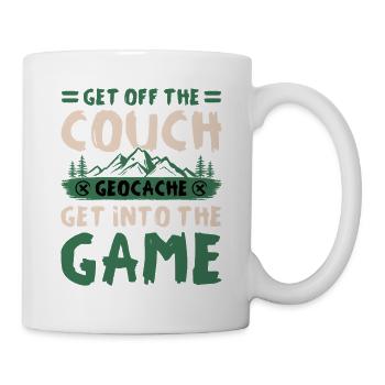 Get Off Couch Geocache Into The Game Hiking Art - Mug - white - Right