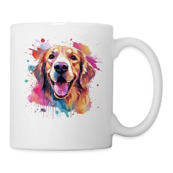 Art coloré de chien en Golden Retriever - Mug blanc - blanc - Droite