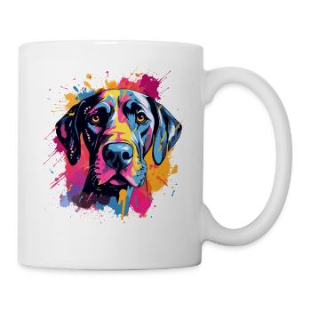 Art éclaboussuré de chien dogue allemand coloré - Mug blanc - blanc - Droite