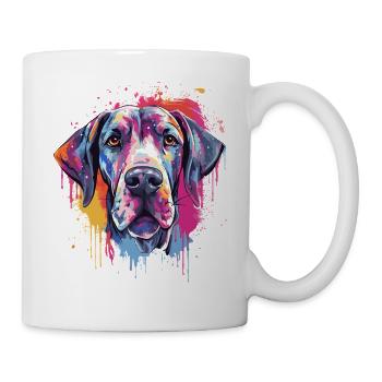 Art coloré éclaboussuré de chien en grand dogue - Mug blanc - blanc - Droite