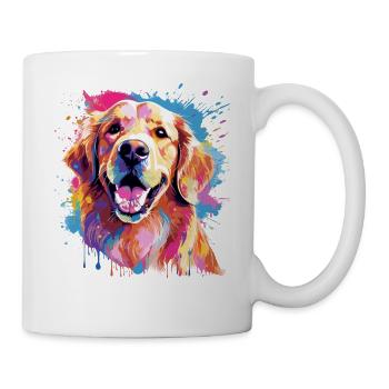 Golden Retriever Hund Spritzkunst bunt - Tasse - Weiß - Rechts