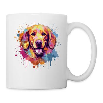 Hund Golden Retriever Bunte Spritzkunst - Tasse - Weiß - Rechts
