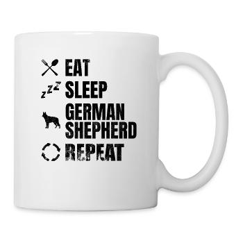 Mange, dors, Berger allemand, répète - Mug blanc - blanc - Droite