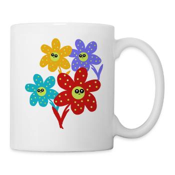 Fleur joyeuse sourire Fleur Rétro - Mug blanc - blanc - Droite