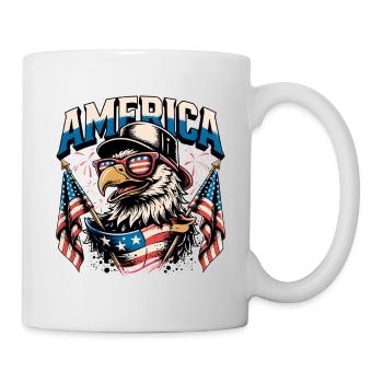 Patriotischer Adler mit Fahnen - Tasse - Weiß - Rechts