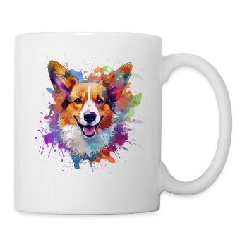 Colorful Pembroke Welsh Corgi Dog Splash Art - Mug - white - Right