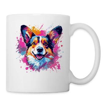Colorful Dog Splash Art Pembroke Welsh Corgi - Mug - white - Right