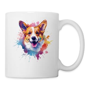 Splash art coloré Pembroke Welsh Corgi Dog - Mug blanc - blanc - Droite
