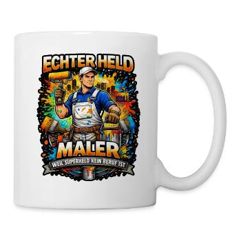 Echter Held Maler – Farbexplosion - Tasse - Weiß - Rechts