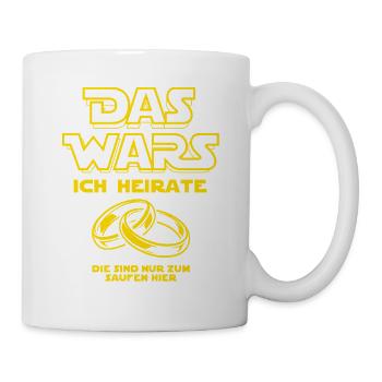 JGA Das Wars. Ich heirate - Eheringe - Tasse - Weiß - Rechts