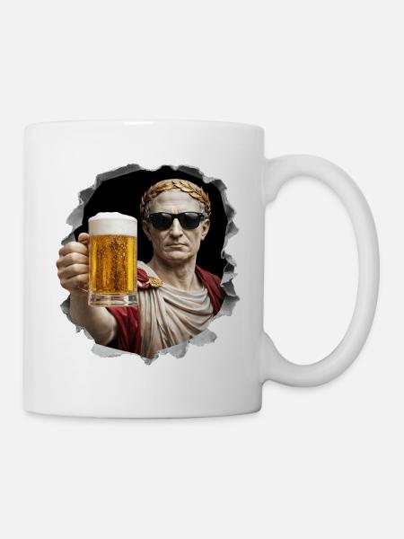  Caesar mit Bier und Sonnenbrille - Tasse - Weiß