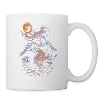 Mondnacht Hippo-Roar im Wasser - Tasse - Weiß - Rechts