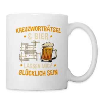 Kreuzworträtsel Bier Glück / Lustiger Spruch - Tasse - Weiß - Rechts