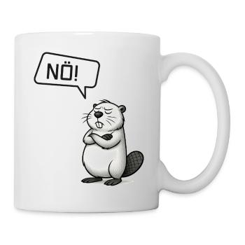 NÖ! Biber Motiv - Nein Sager Geschenkidee - Tasse - Weiß - Rechts
