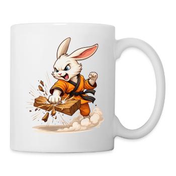 Motif fort avec un lapin combattant dans le style karaté - Mug blanc - blanc - Droite