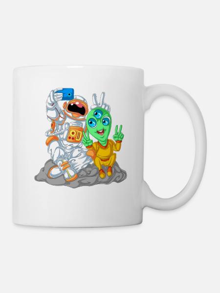 Astronaut Alien Selfie-Shirt - Tasse - Weiß