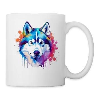 Colorful Husky Dog Splash Art - Mug - white - Right