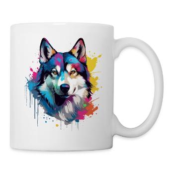 Art coloré éclaboussé de Husky de chien - Mug blanc - blanc - Droite
