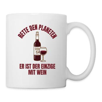 Rette Wasser Trink Wein Shirt Lustig - Tasse - Weiß - Rechts