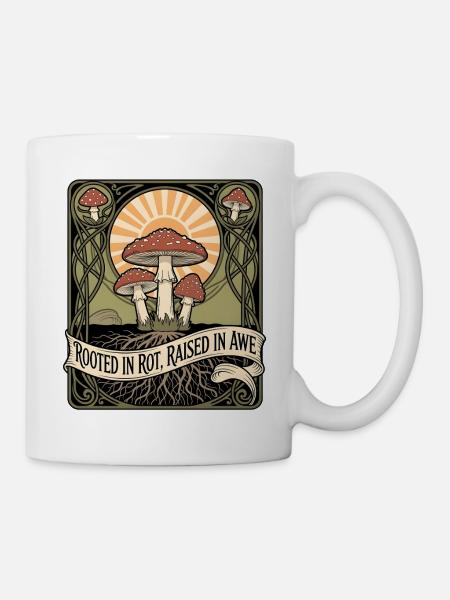 Verwurzelt im Moder | Pilze Waldmystik - Tasse - Weiß