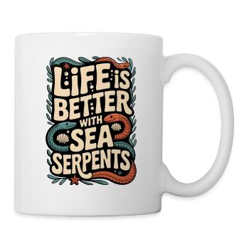 Besser mit Seeschlangen | Ozean Mythos - Tasse - Weiß - Rechts