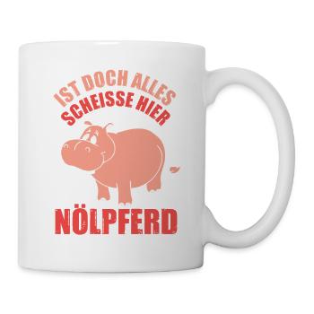 Pessimist Spruch Nörgler Lustiges Nilpferd - Tasse - Weiß - Rechts