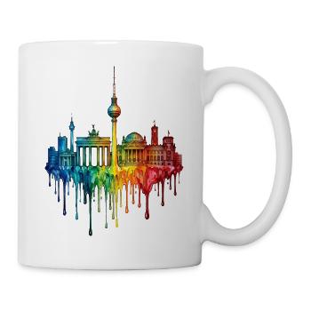 Berlin mit farbenfroh verlaufender Farbe - Tasse - Weiß - Rechts