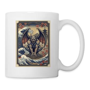 Gargoyle im japanischen Wellenstil - Tasse - Weiß - Rechts