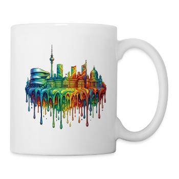 Stuttgart with colourful gradient - Mug - white - Right