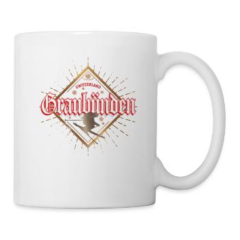 Graubünden Schweiz mit Skifahrer Vintage Souvenir - Tasse - Weiß - Rechts