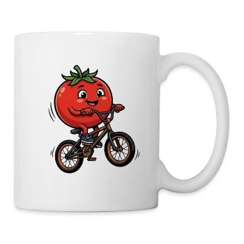 Funny tomato on bike for kids - Mug - white - Right