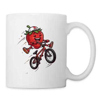 Drôle de fraise BMX sur le vélo - Mug blanc - blanc - Droite