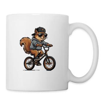 Écureuil BMX cool avec casquette et sweat à capuche - Mug blanc - blanc - Droite