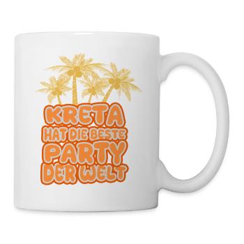 Kreta Palmen Party Schriftzug - Tasse - Weiß - Rechts