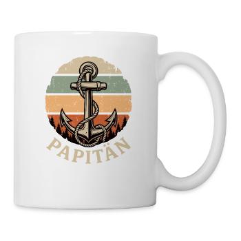 Papitän Shirt Papa Anker Geschenk Vatertag Retro - Tasse - Weiß - Rechts