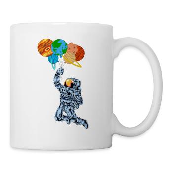 Astronaut Planet Balloons Shirt - Tasse - Weiß - Rechts