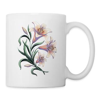 Motif vintage des Fleurs de Nénuphar - Mug blanc - blanc - Droite