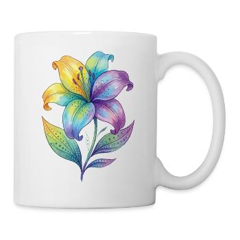 Rainbow Lily Watercolor Painting - Mug - white - Right