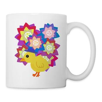 Kunterbunte Mandala-Ente Küken Huhn Kinder - Tasse - Weiß - Rechts