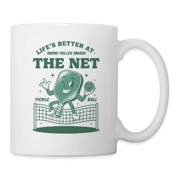 Pickleball-lustiger Spieler lebt besser am Netz - Tasse - Weiß - Rechts