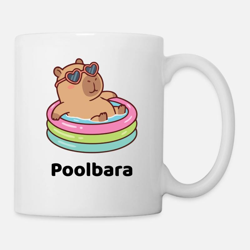 Bärchen/Capybara im Planschring mit Sonnenbrille - Tasse - Weiß
