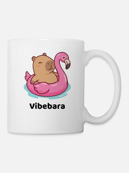 Kuschelbär auf Flamingo-Schwimmer - Tasse - Weiß