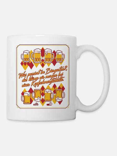Biergarten Kater Humor - Tasse - Weiß