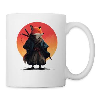 Fuchs-Samurai bei Sonnenuntergang - Tasse - Weiß - Rechts